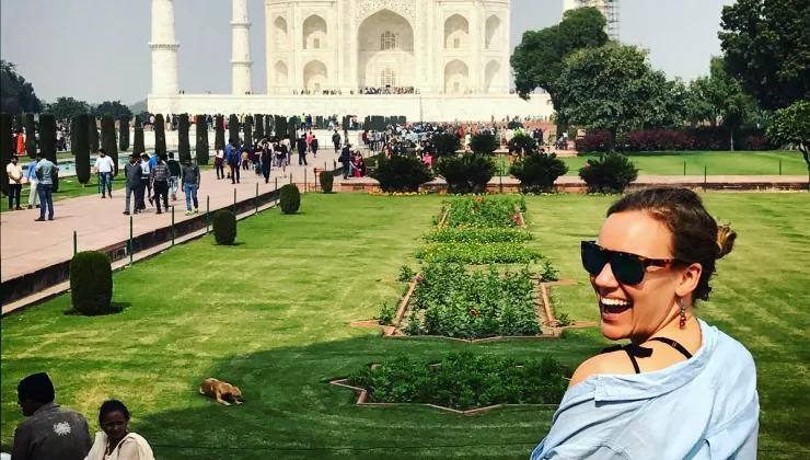 Backroads trip leader Molly Aiken at the Taj Mahal in India