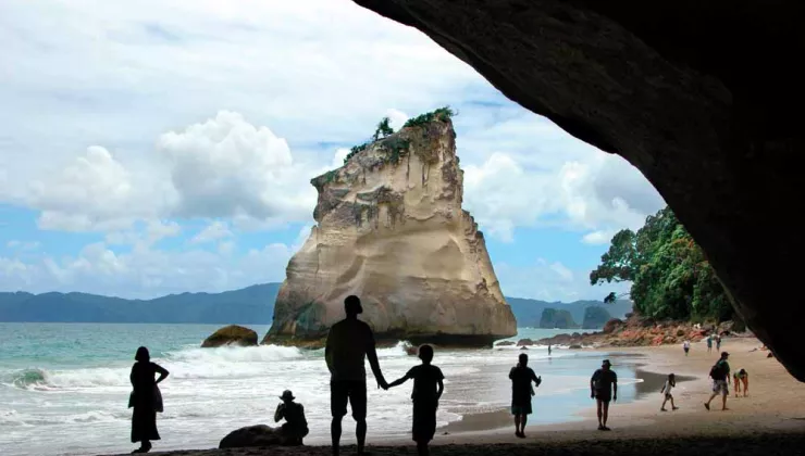 Families at a New Zealand beach