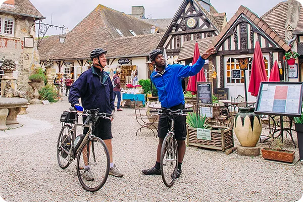 Backroads leader and guest sightseeing in France