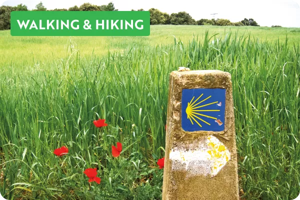 A concrete sign in the middle of a grassy valley