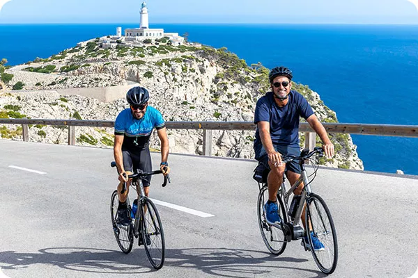 Two Backroads bikers riding in Mallorca