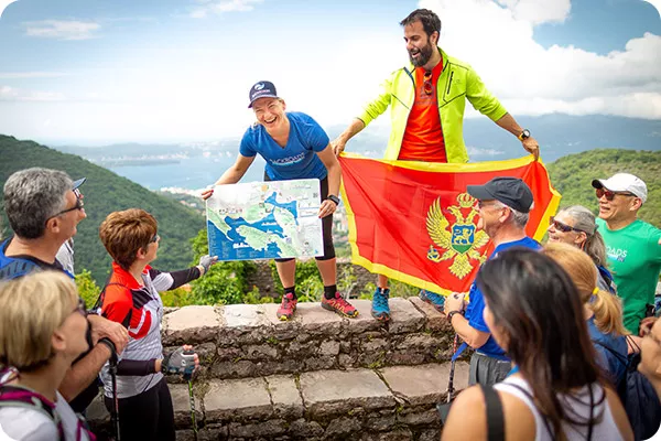 Backroads leaders doing a route rap with guests in Montenegro