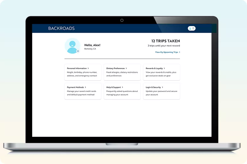 Account setting screen shown on a laptop