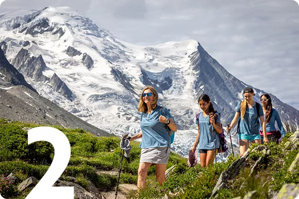 family hiking in Swiss Alps 