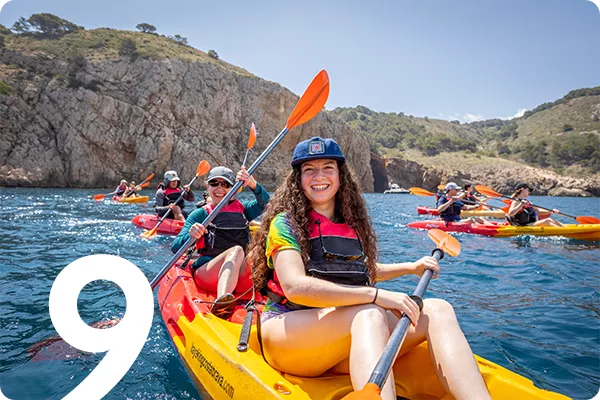 Teenagers kayaking 