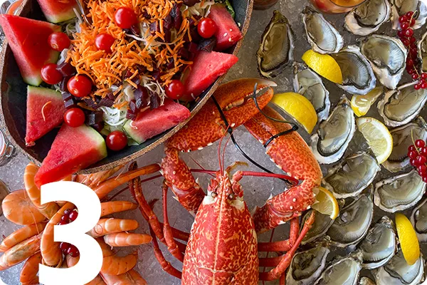 seafood array on ice