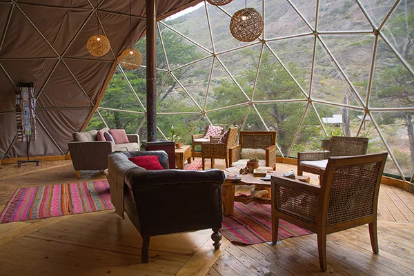 chairs in glass dome room