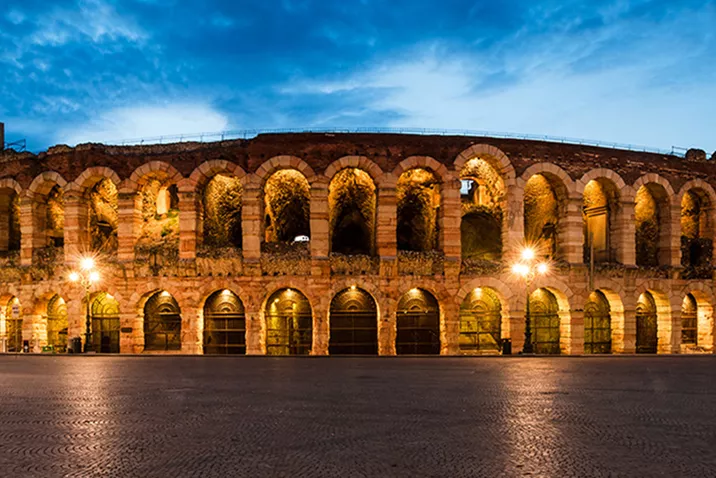 Large Roman-like stadium in the evening
