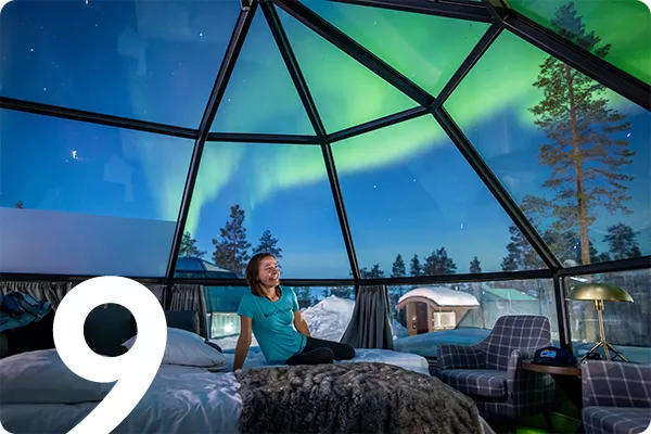 Backroads guest in a glass covered igloo