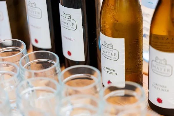 Bottles of wine with glasses