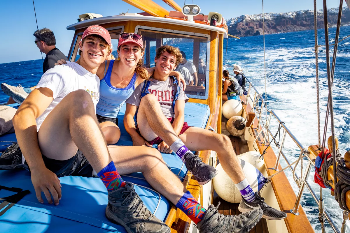 Backroads guests on a boat