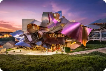 Operahouse with multicolored lights.