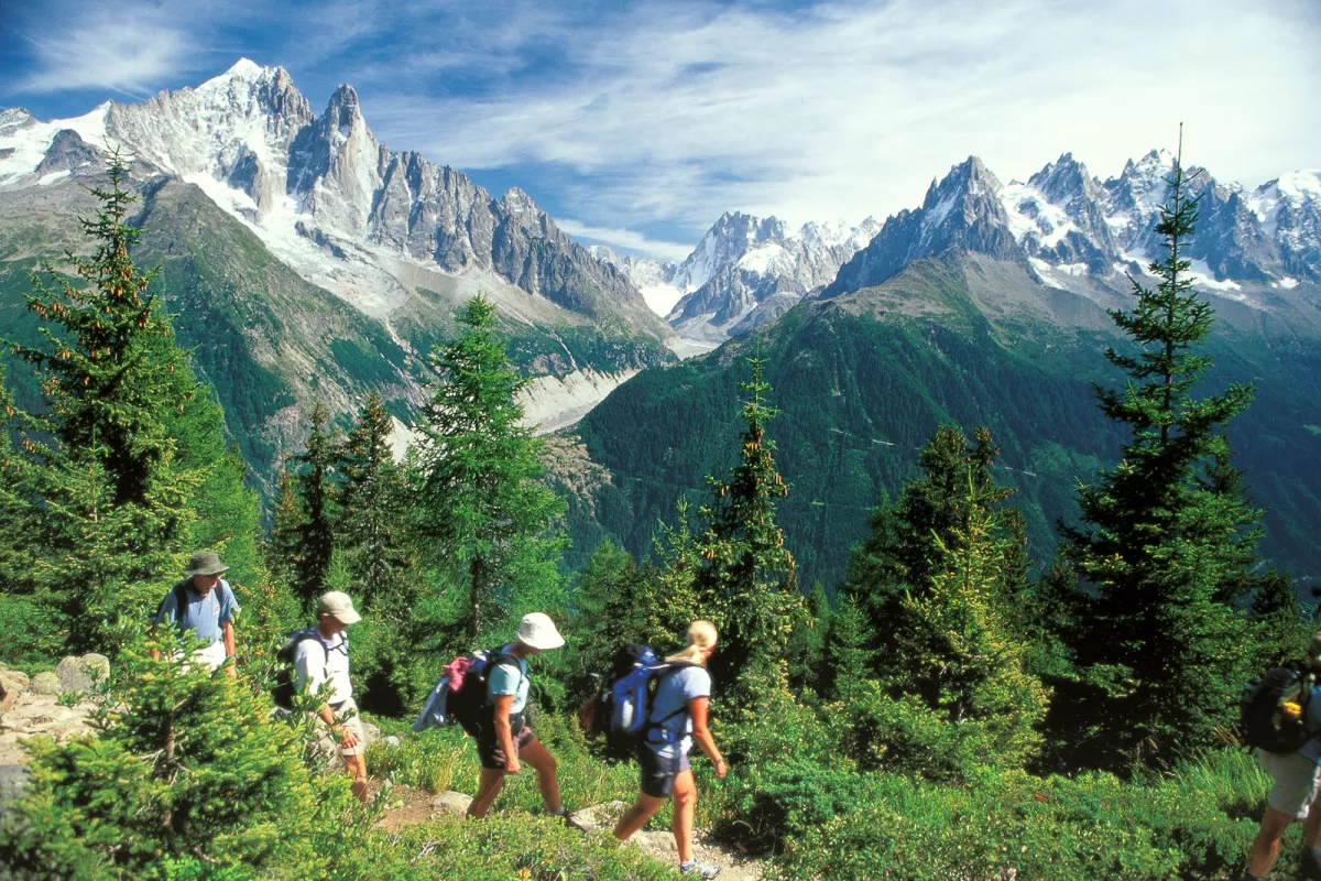 Backroads guests on a mountain hike