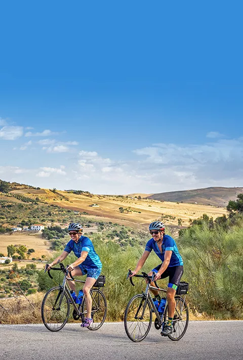 Two bikers riding in Andalucia, Spain