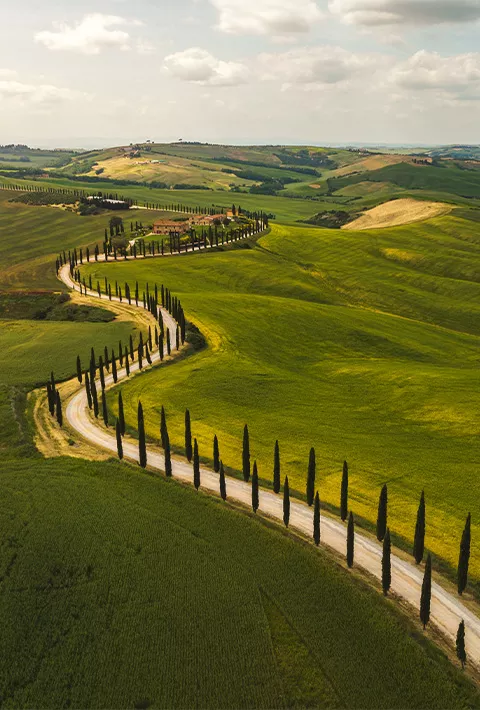 Windy country road in Italy