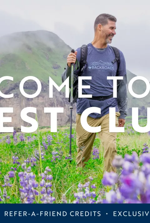 Backroads guests walking through field