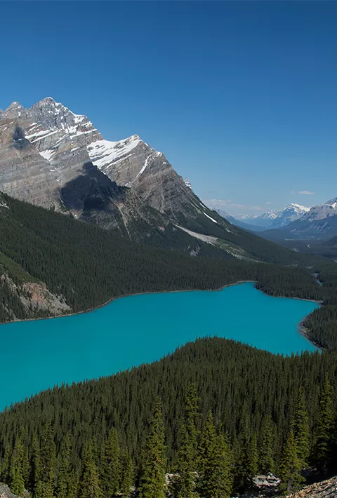 Blue lagoon surrounded by mountains