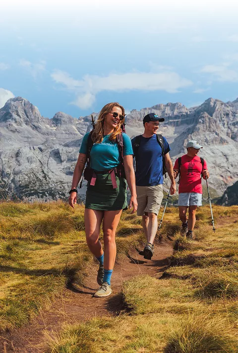 Group of hikers in the Dolomites