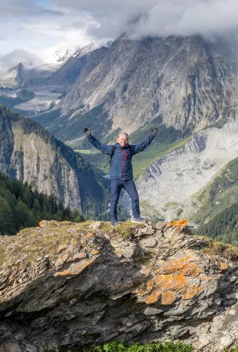 Man hiking in the Alps