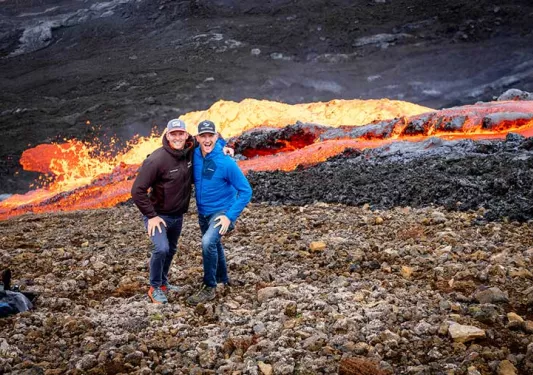 Iceland Ocean Cruise Walking & Hiking Tour - hikers by lava flow