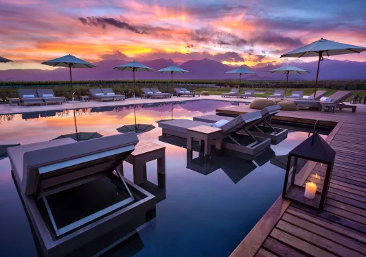 Wide shot of pool at The Vines Resort and Spa.