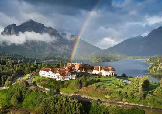Aerial view of the Llao Llao Resort, Golf & Spa