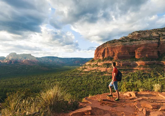 Man pondering the Arizona Canyon