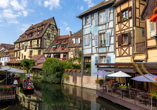 River Through Town in Alsace