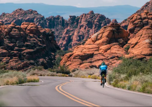 Back shot biker in Arizona