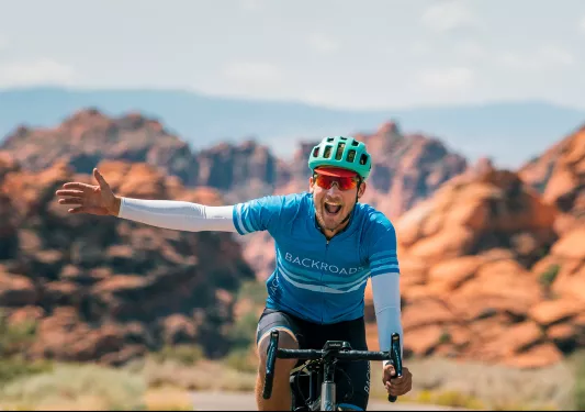 Close-up Biker with arm out