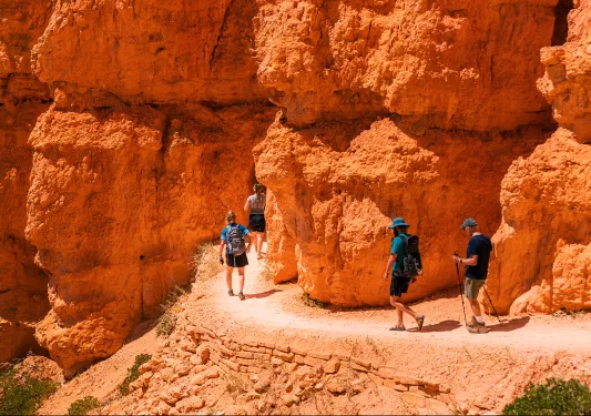 Rock + hiker shot from behind