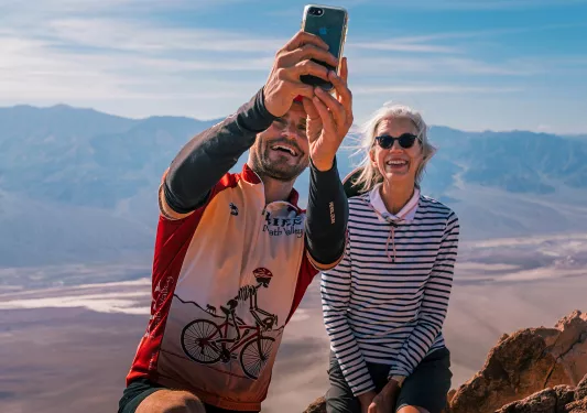 Cyclists taking selfie in California