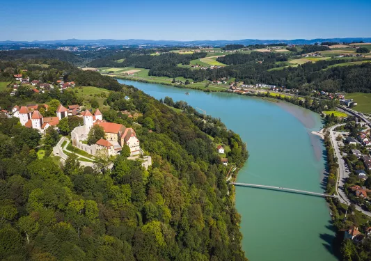 Aerial view of the Danube River.