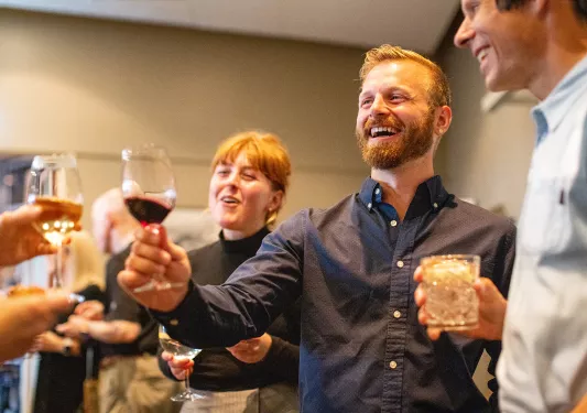 Guests raising a cheers 