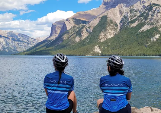 Picture of Backroad guests facing lake and mountains