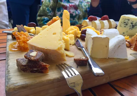 Shot of a charcuterie board.