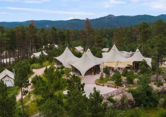 Aerial view of Under Canvas Mount Rushmore