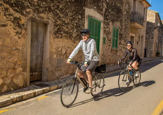 Cyclists on a road in Mallorca