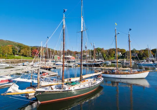 Wide shot of ship port.