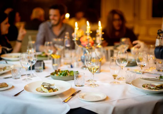 Shot of dinner service.