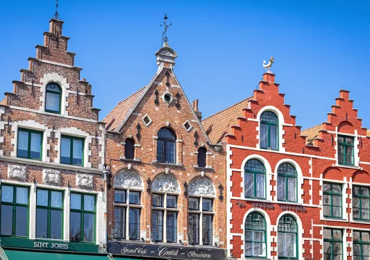 Vibrant Dutch brick storefronts/housefronts