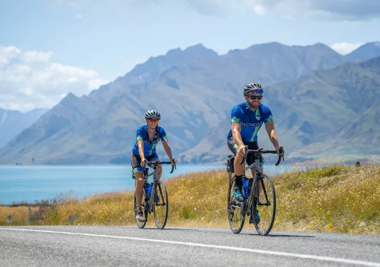 Biking with Mountain and Water View in Japan