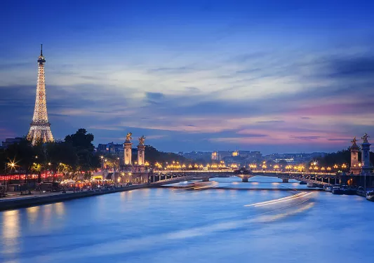 Eiffel Tower and Pont Alexandre III at Night