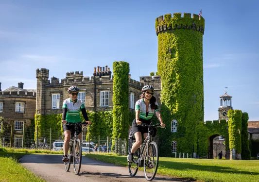 Guests Riding in Front Ivy Tower Scotland