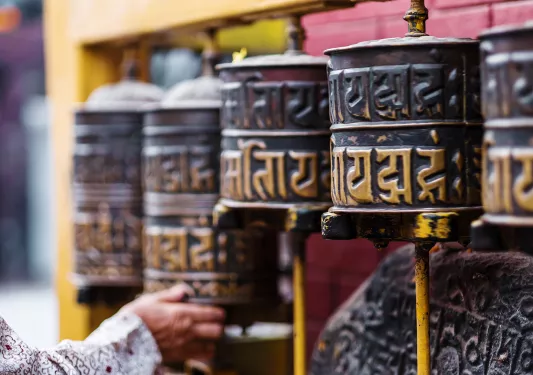 Prayer wheels in Bhutan