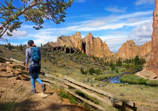 Guest hiking through Smith Rock State Park.