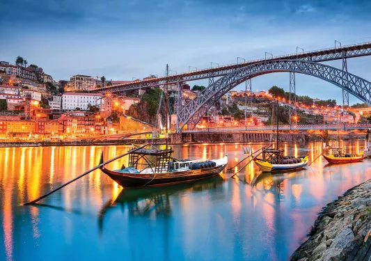 Harbor in Portugal at night