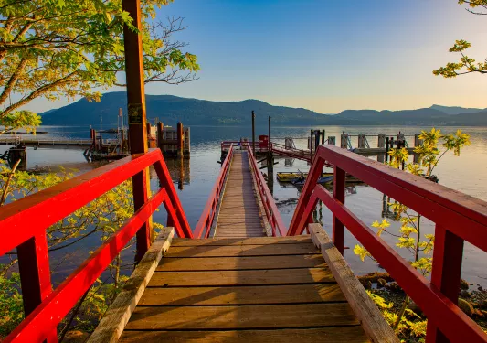 View of the ferry dock at Vesuvius Bay on Salt Spring Island, British Columbia, Canada