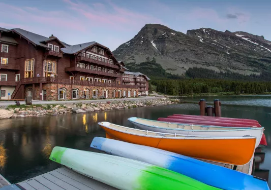 Exterior view of Many Glacier Hotel
