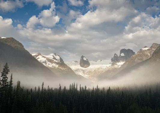 Wide shot of Bugaboo Mountains.